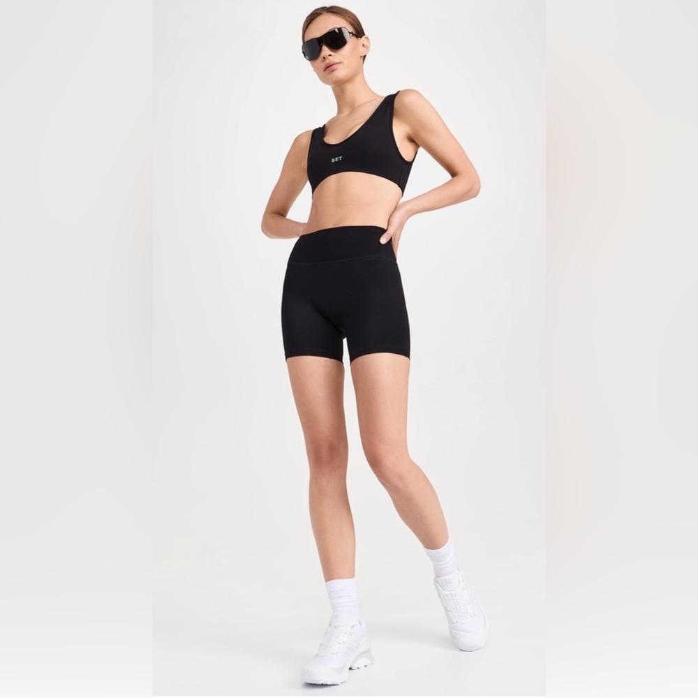 SET Active Black High-Waisted Biker Shorts & Sports Bra